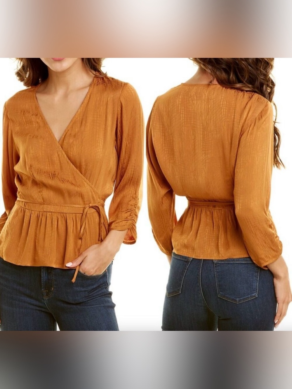 #16)  Linden Street Studio Amber Wrap-Front Peplum Blouse ( like New)
